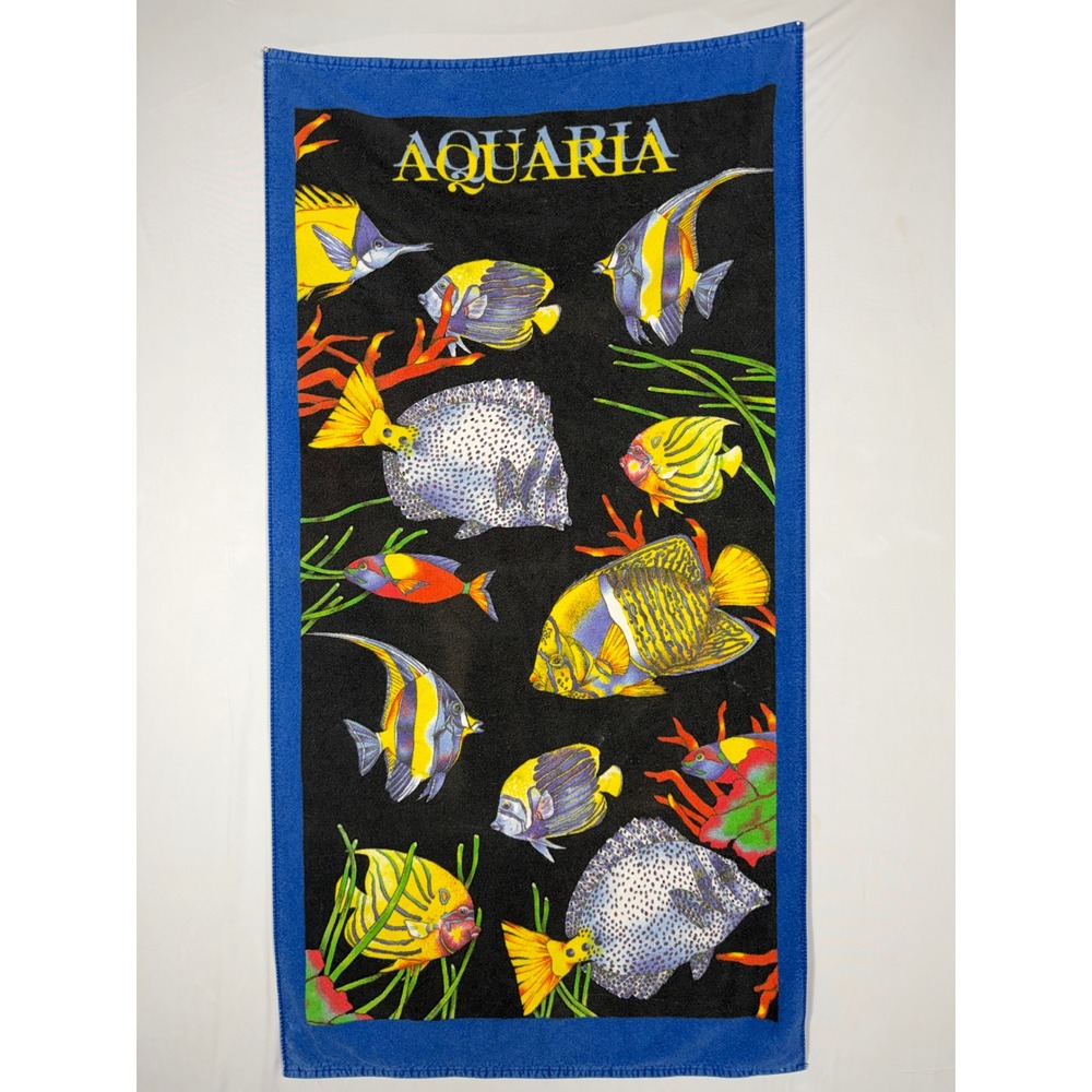 Vtg TerriSol Karsten Beach Towel Aquaria Tropical Fish Ocean‎ 100% Cotton Brazil